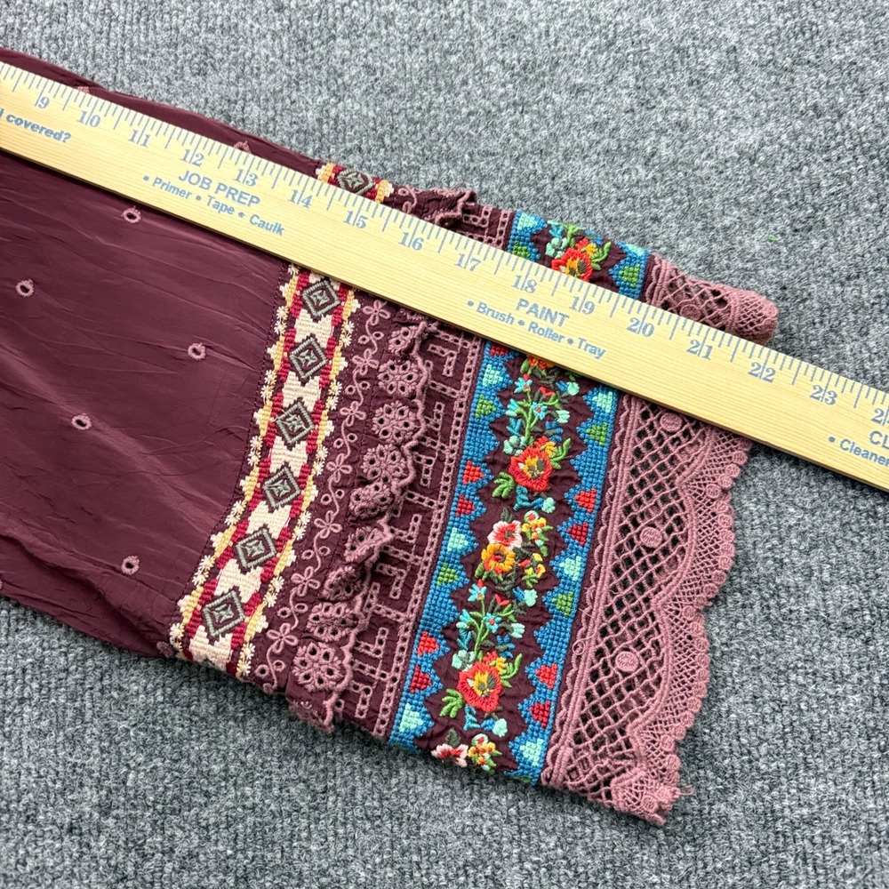 Johnny Was Tunic Top Sz XXL Burgundy Floral Embroidered Lace Boho Indie Peasant - Picture 16 of 16
